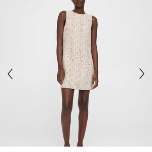 Theory Ivory Multi Cotton Blend Tweed Mini Dress
